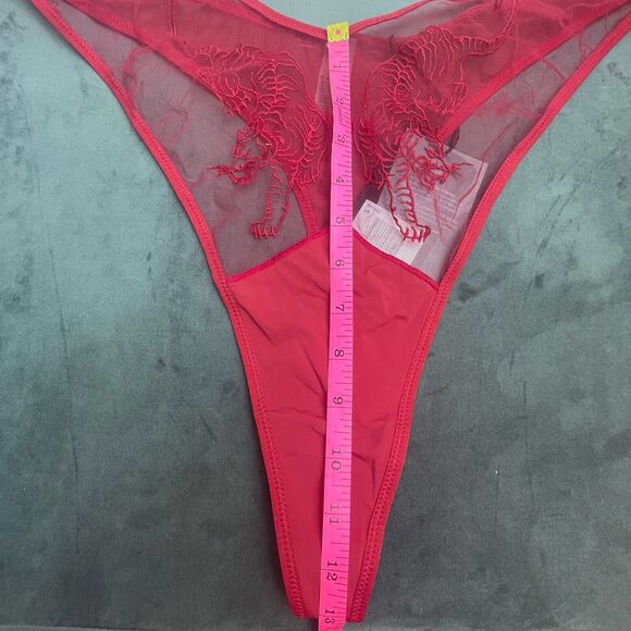 Thistle and Spire Tigris Thong Womens 3X Crimson Tigers Sheer Panties Revolve - Picture 7 of 9